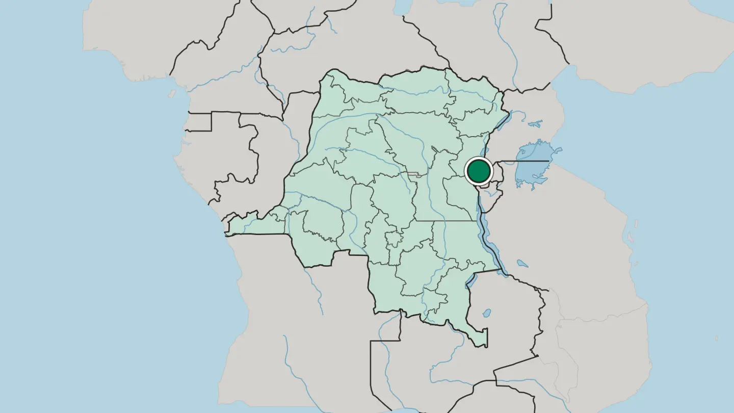Map of Goma in Democratic Republic of the Congo