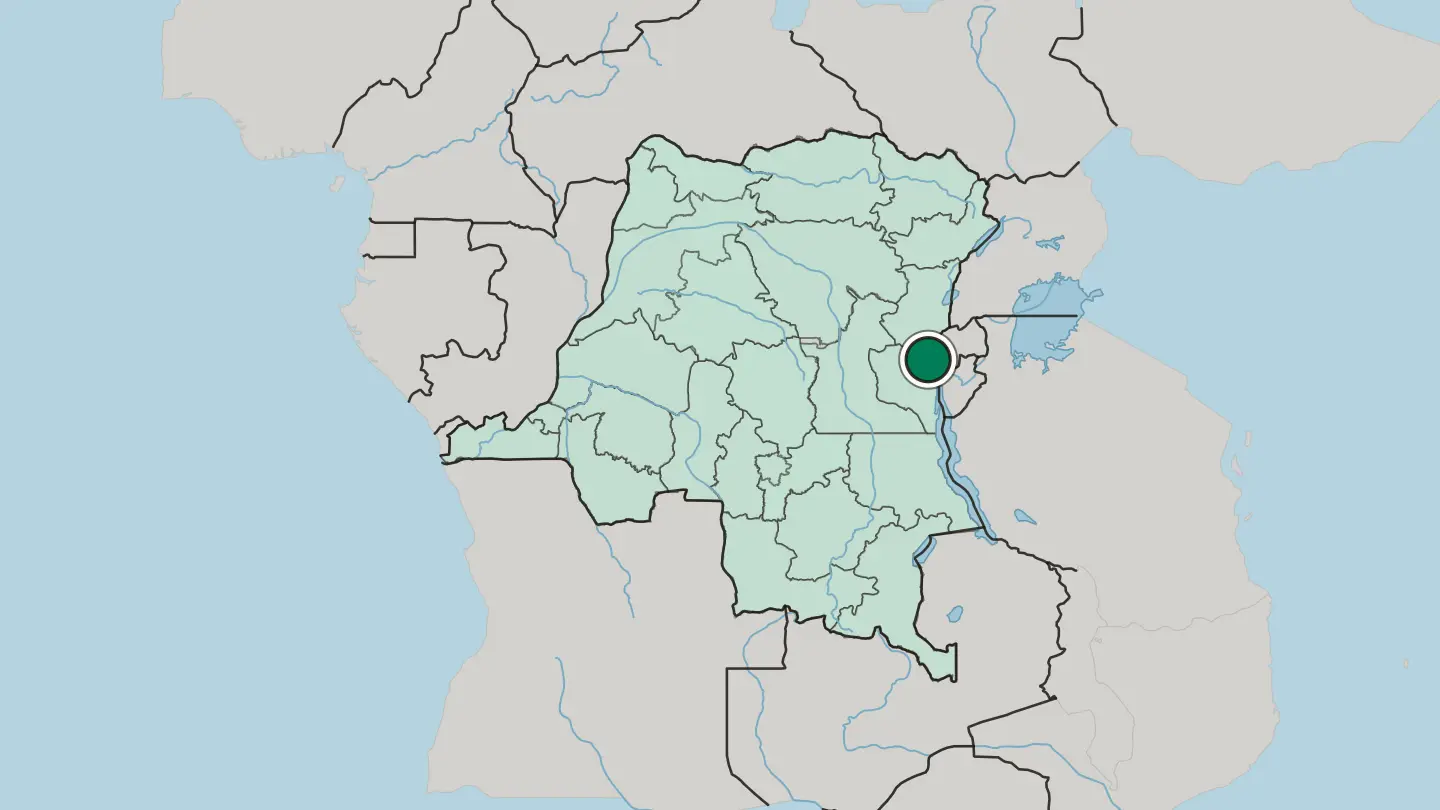 Map of Bukavu in Democratic Republic of the Congo