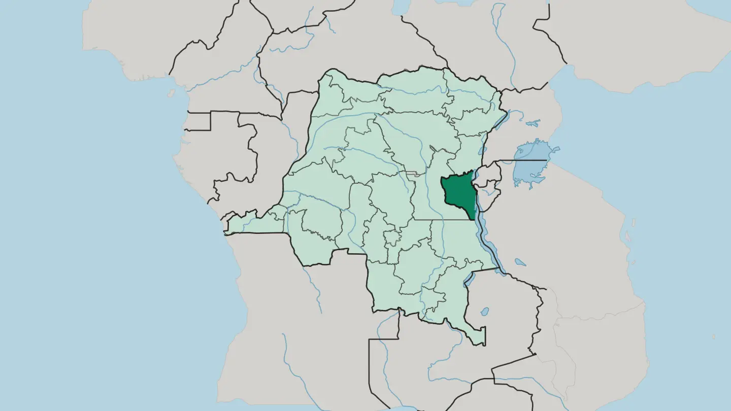 Map of South Kivu Province in Democratic Republic of the Congo