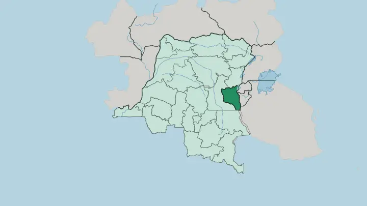 Map of South Kivu Province in Democratic Republic of the Congo