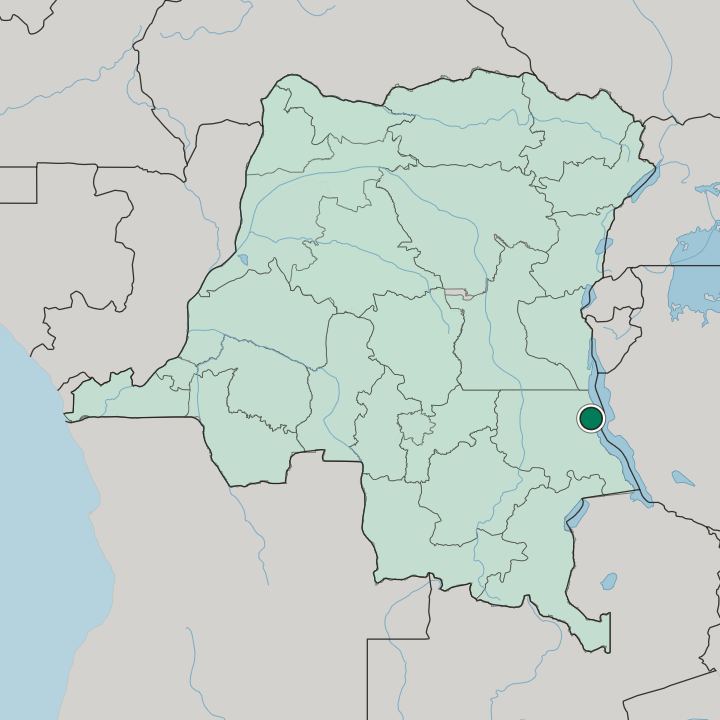Map showing Kalemie — In Democratic Republic of the Congo