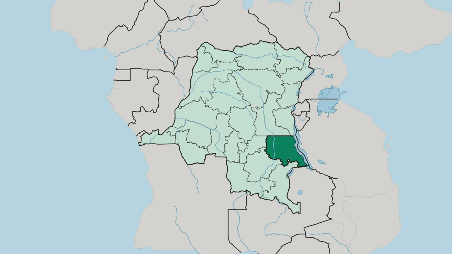 Map of Tanganika in Democratic Republic of the Congo