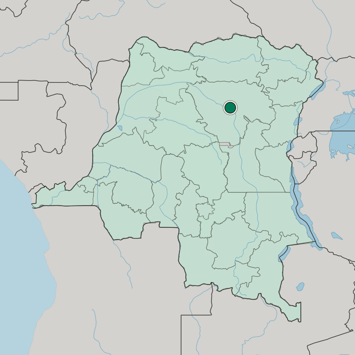 Map showing Kisangani — In Democratic Republic of the Congo