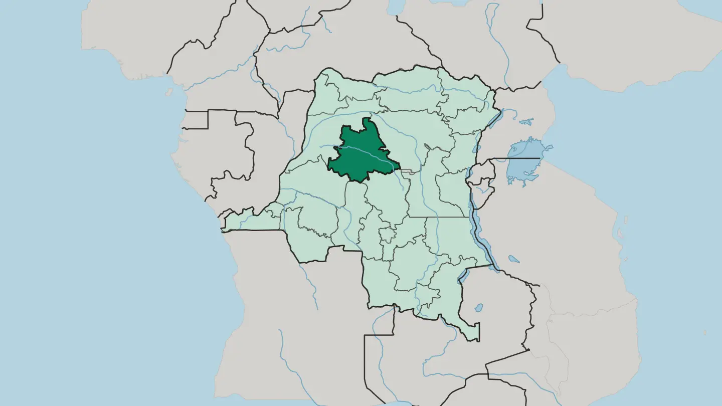 Map of Tshuapa in Democratic Republic of the Congo