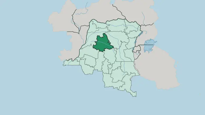 Map of Tshuapa in Democratic Republic of the Congo