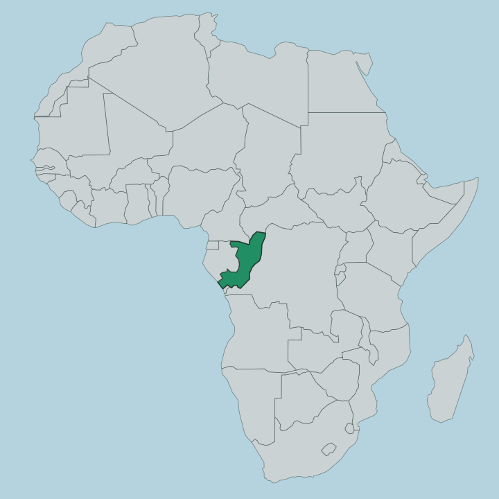Map showing Republic of the Congo — In Africa