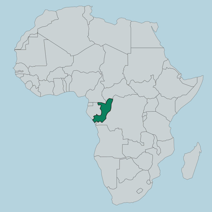 Map showing Republic of the Congo — In Africa
