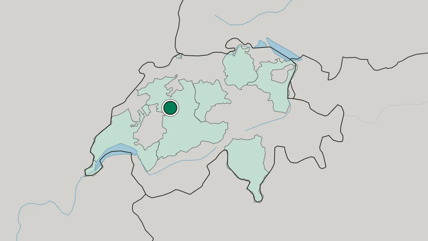 Map of Bern in Switzerland