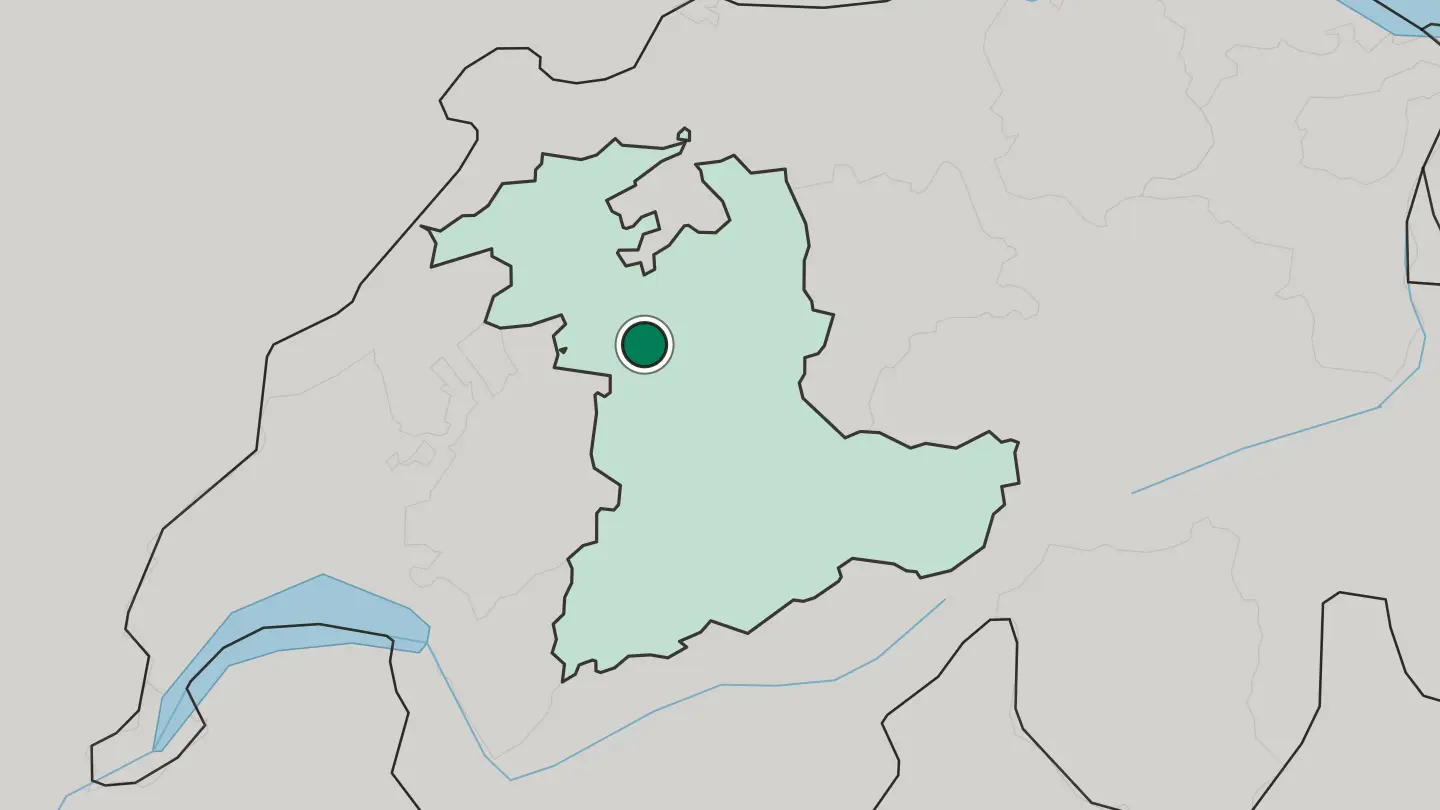 Map of Bern in Switzerland