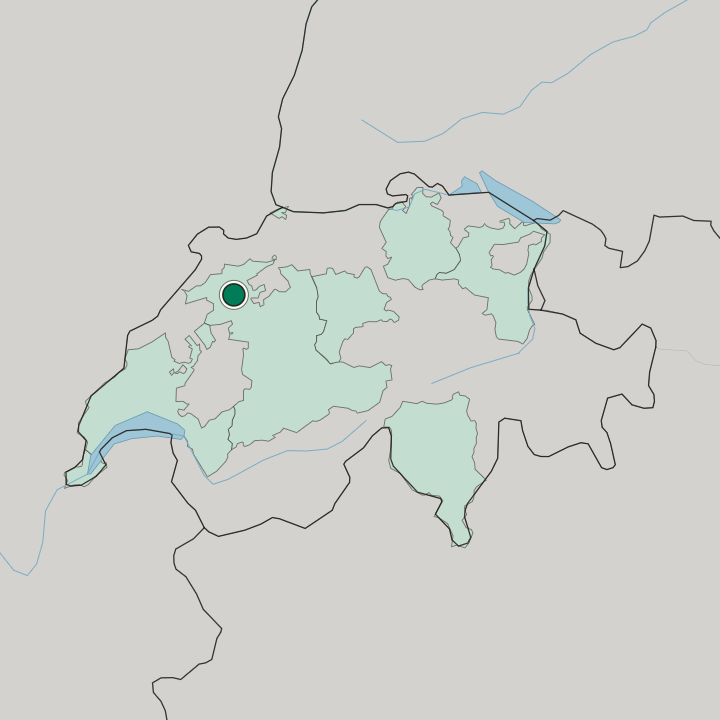 Map showing Biel/Bienne — In Switzerland