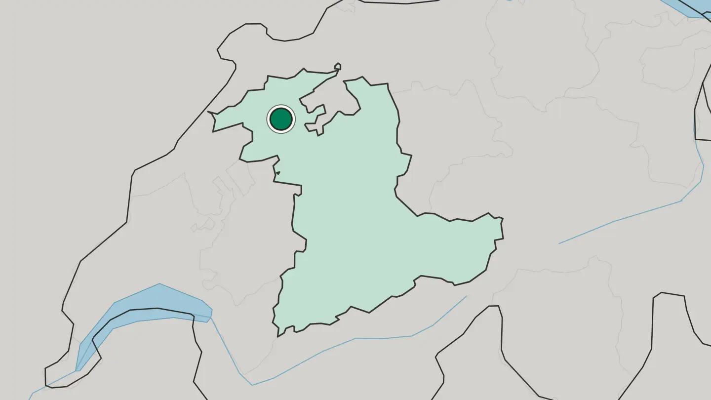 Map of Biel/Bienne in Switzerland