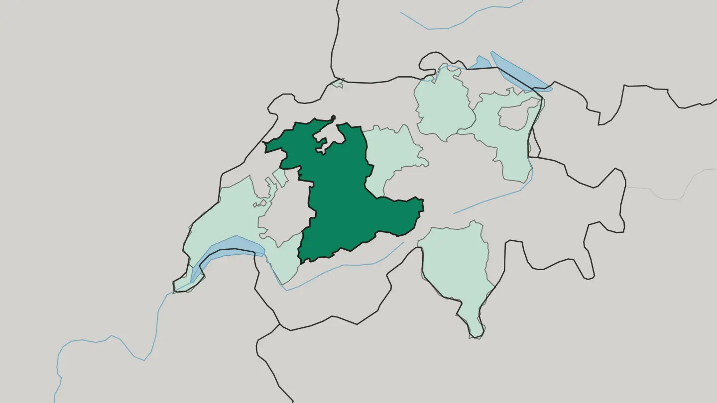 Map of Canton de Berne in Switzerland