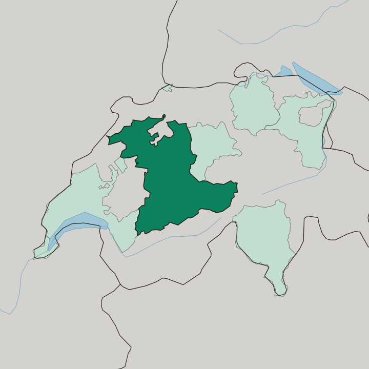 Map showing Canton de Berne — In Switzerland