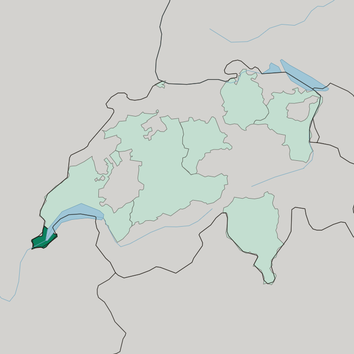 Map showing Canton de Genève — In Switzerland