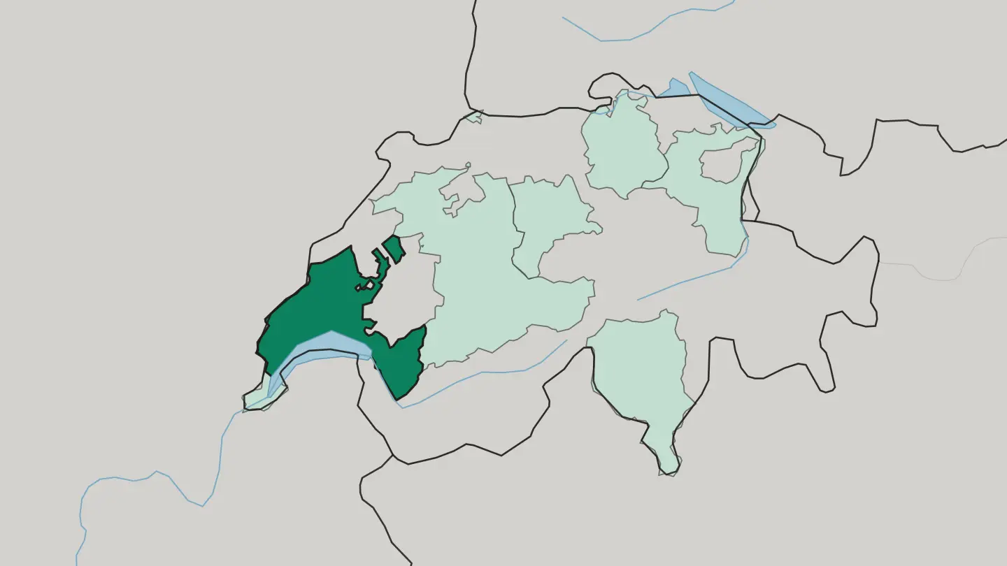 Map of Canton de Vaud in Switzerland