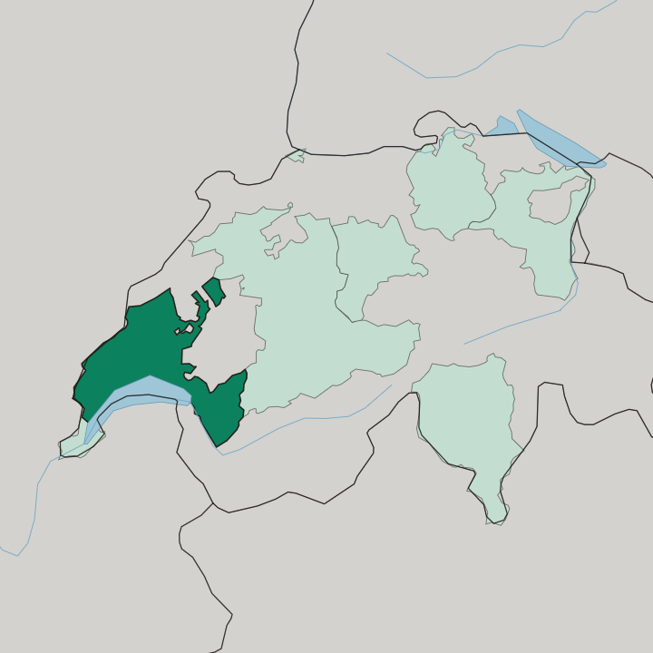Map showing Canton de Vaud — In Switzerland