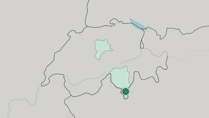 Map of Lugano in Switzerland
