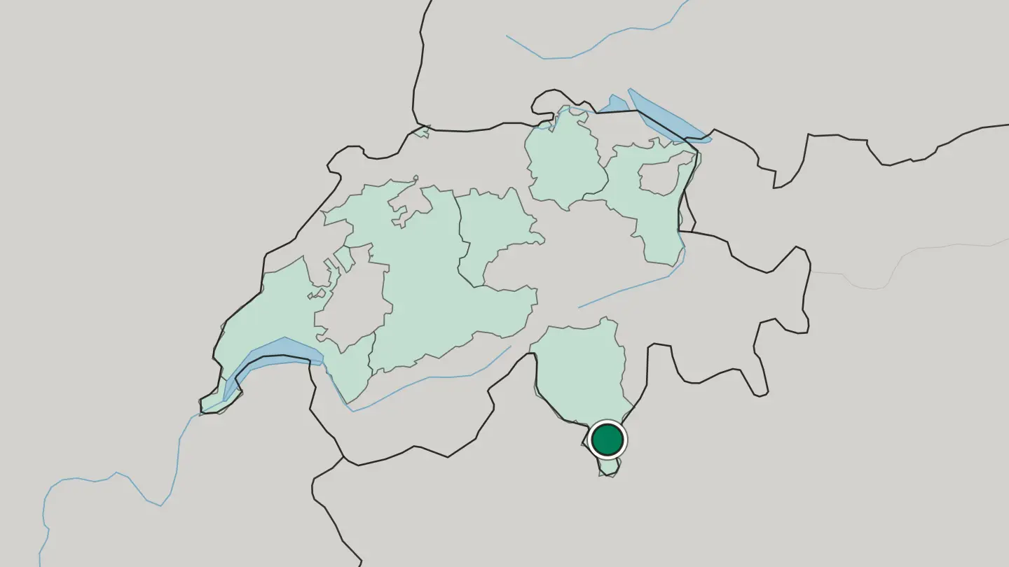 Map of Lugano in Switzerland