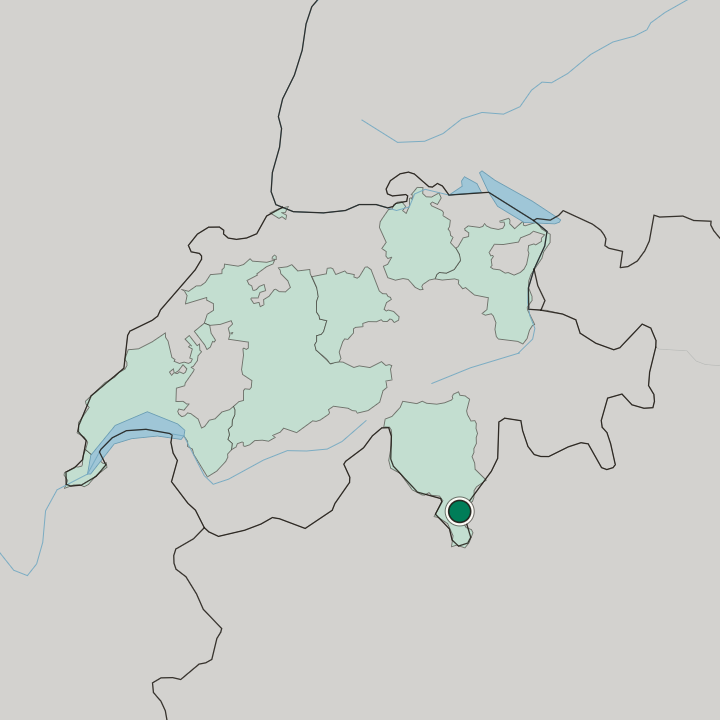 Map showing Lugano — In Switzerland