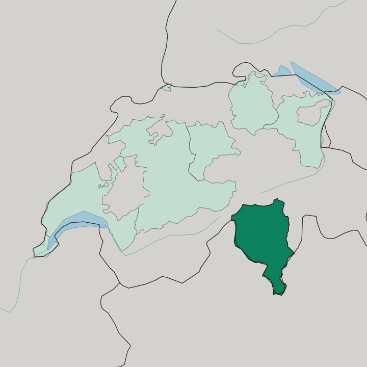 Map showing Cantone Ticino — In Switzerland