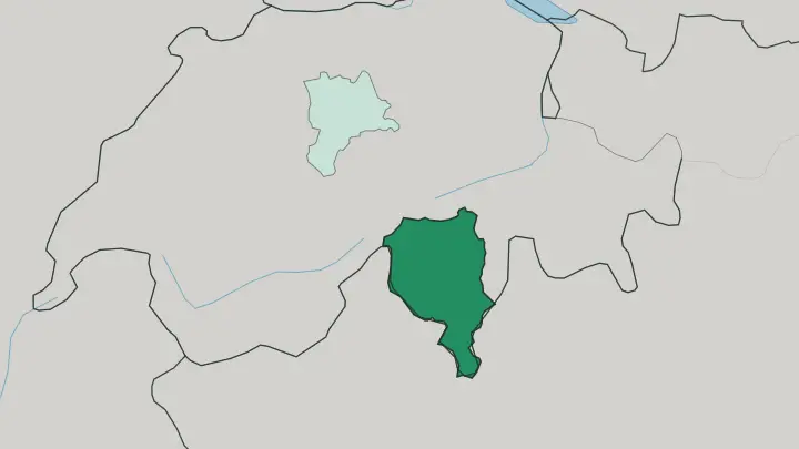 Map of Cantone Ticino in Switzerland