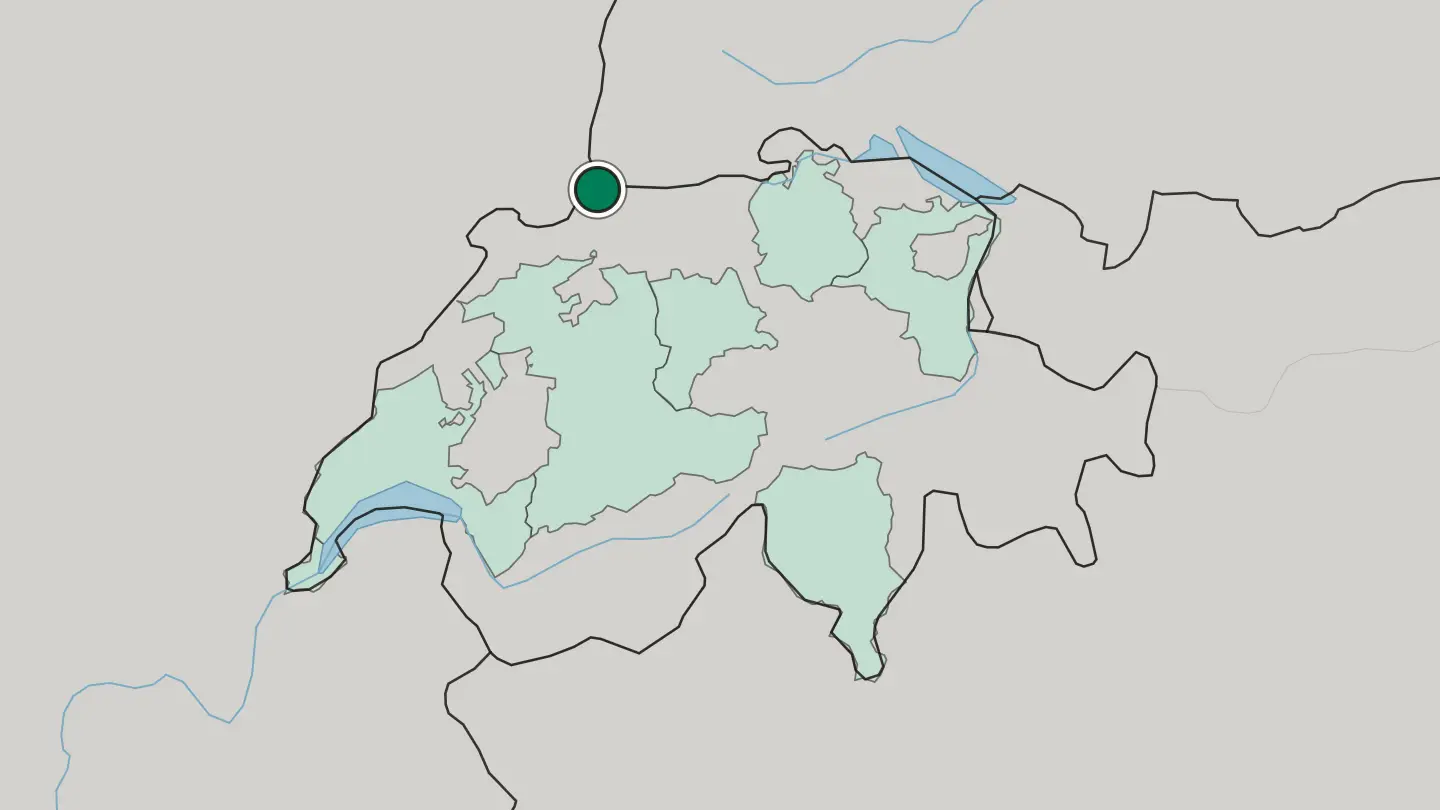 Map of Basel in Switzerland