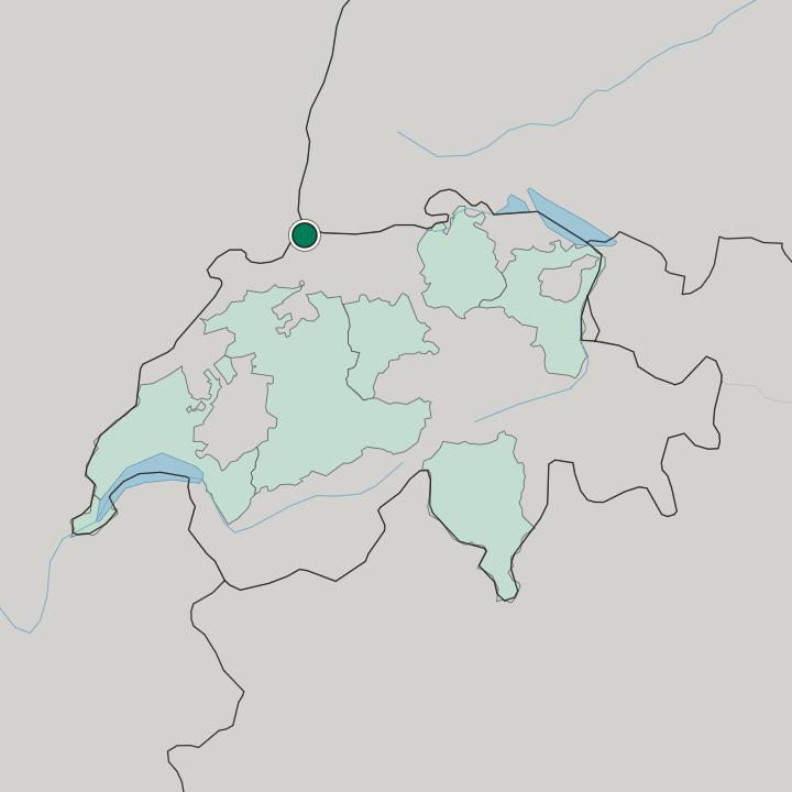 Map showing Basel — In Switzerland