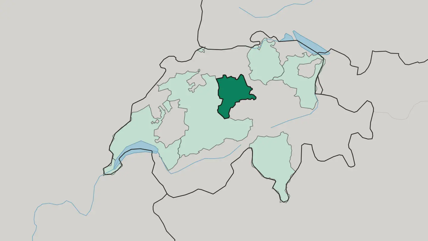 Map of Kanton Luzern in Switzerland