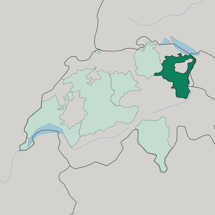 Map showing Kanton St. Gallen — In Switzerland