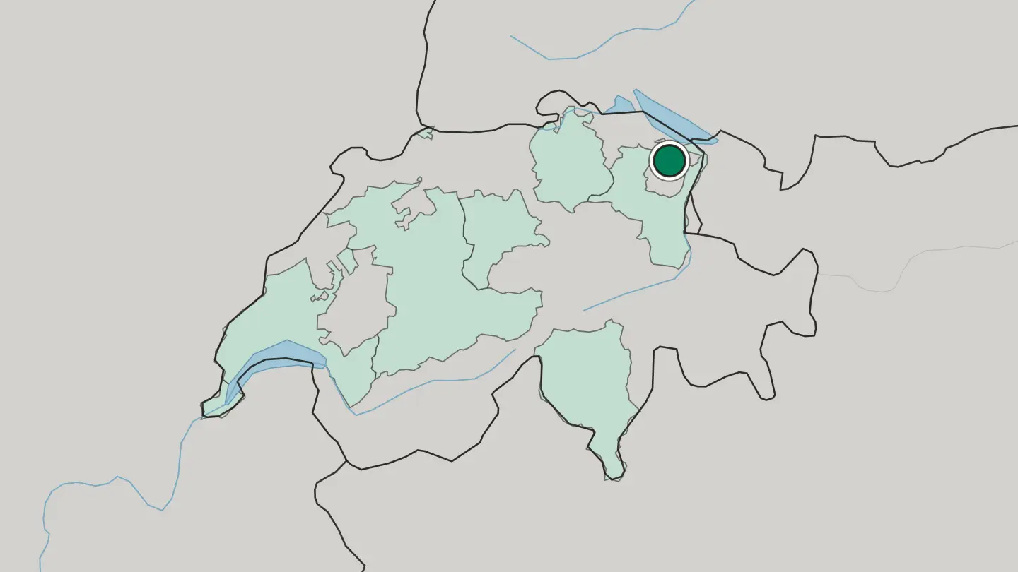 Map of Sankt Gallen in Switzerland
