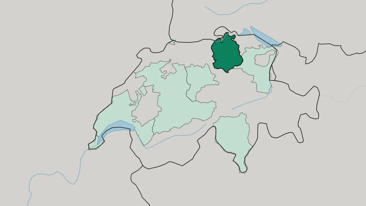 Map of Kanton Zürich in Switzerland