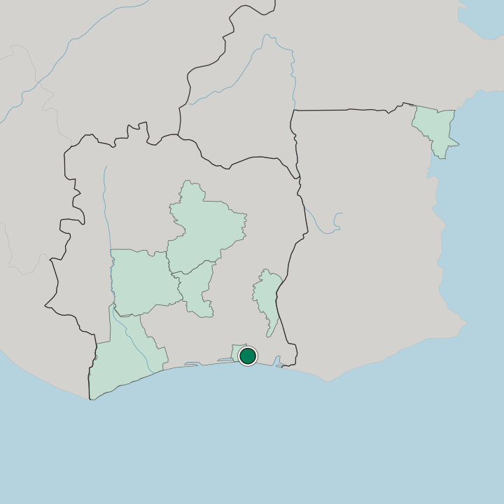 Map showing Bingerville — In Ivory Coast