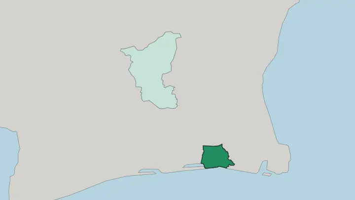 Map of Abidjan in Ivory Coast