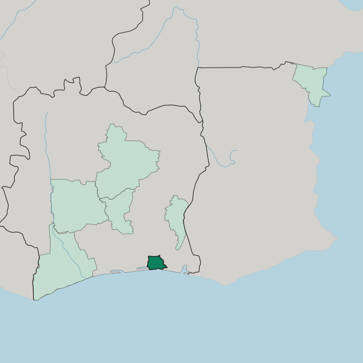 Map showing Abidjan — In Ivory Coast