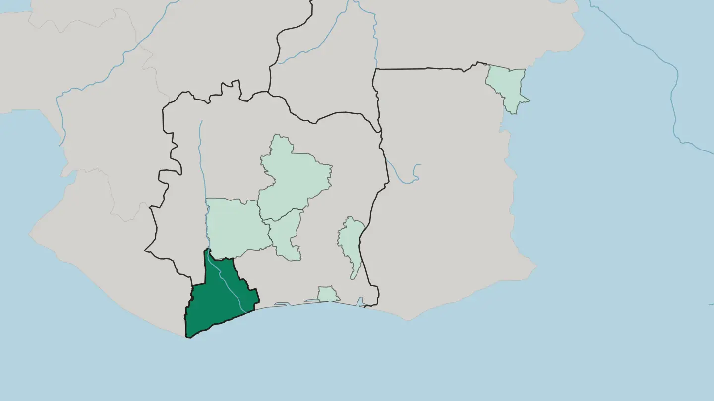 Map of Bas-Sassandra in Ivory Coast