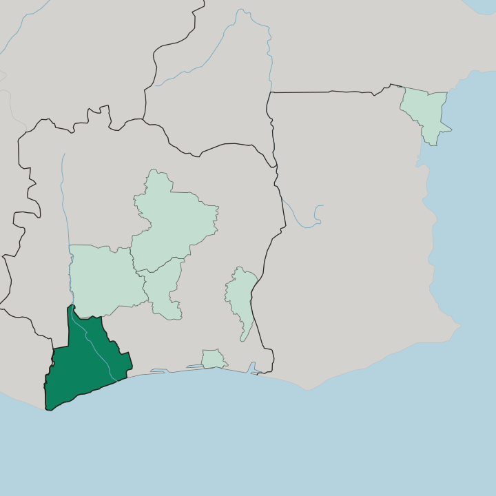 Map showing Bas-Sassandra — In Ivory Coast