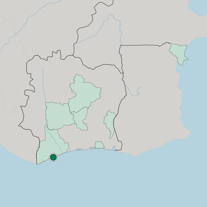Map showing San-Pédro — In Ivory Coast