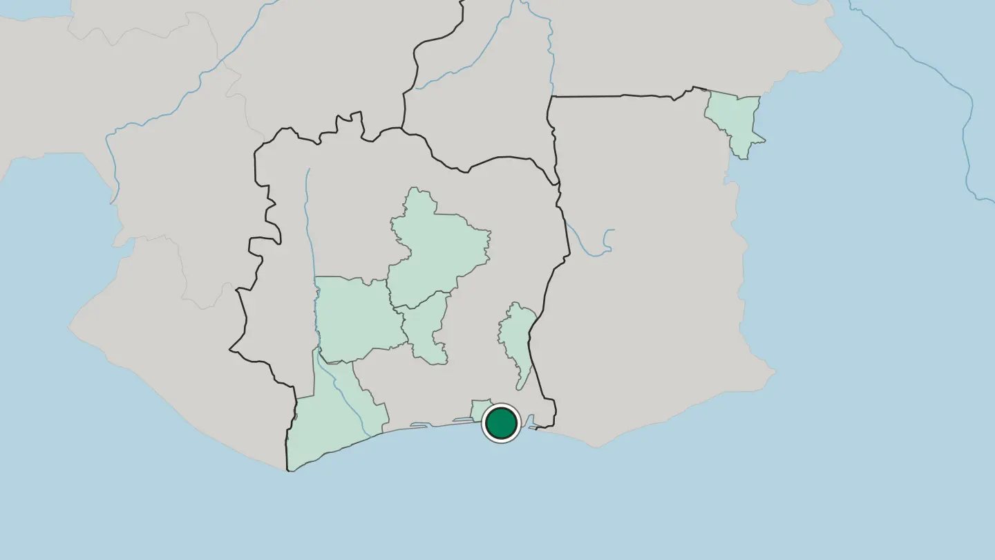 Map of Grand-Bassam in Ivory Coast