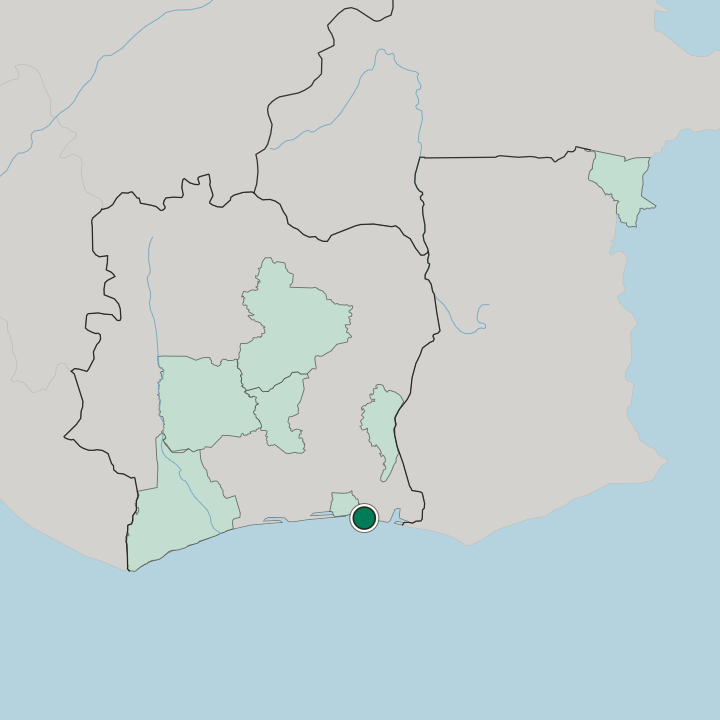 Map showing Grand-Bassam — In Ivory Coast
