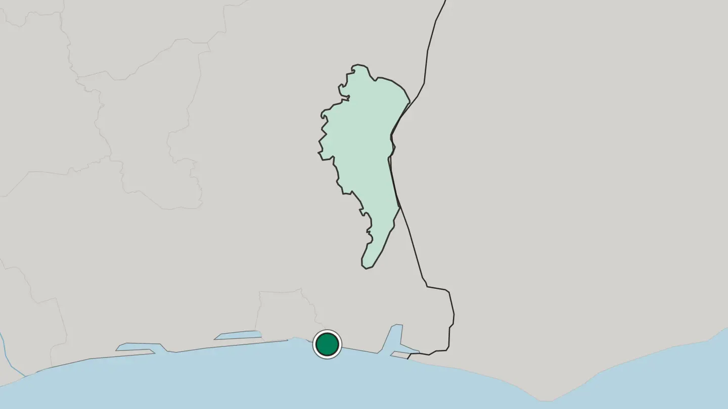 Map of Grand-Bassam in Ivory Coast