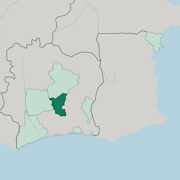 Map showing Lacs — In Ivory Coast