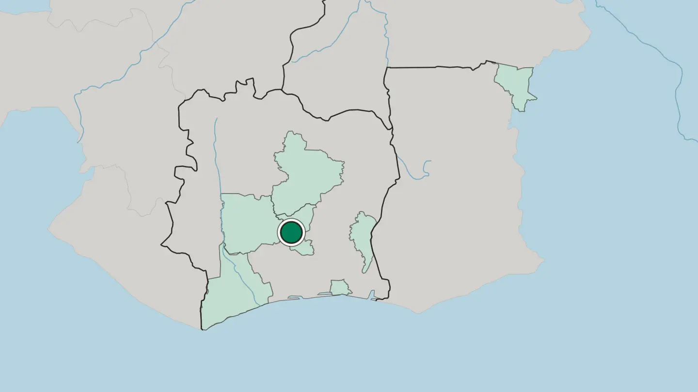 Map of Yamoussoukro in Ivory Coast