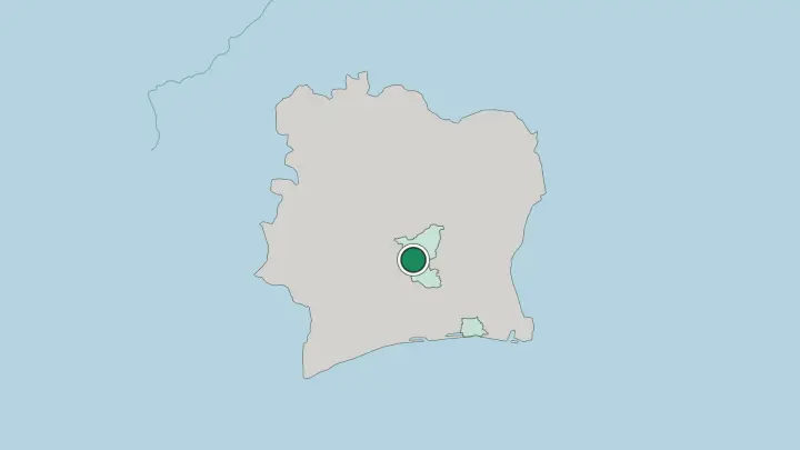 Map of Yamoussoukro in Ivory Coast