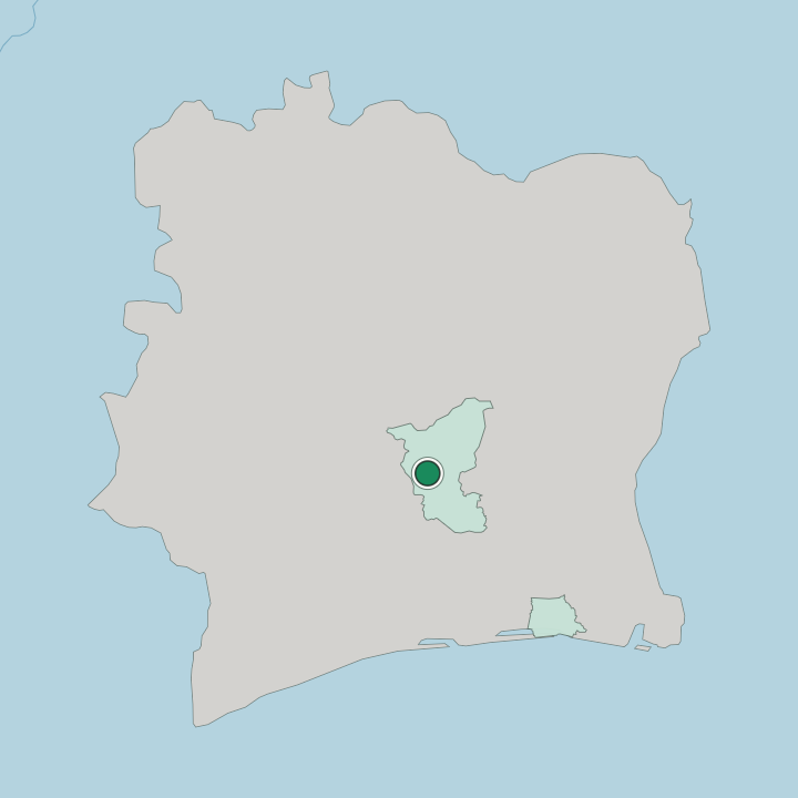 Map showing Yamoussoukro — In Ivory Coast