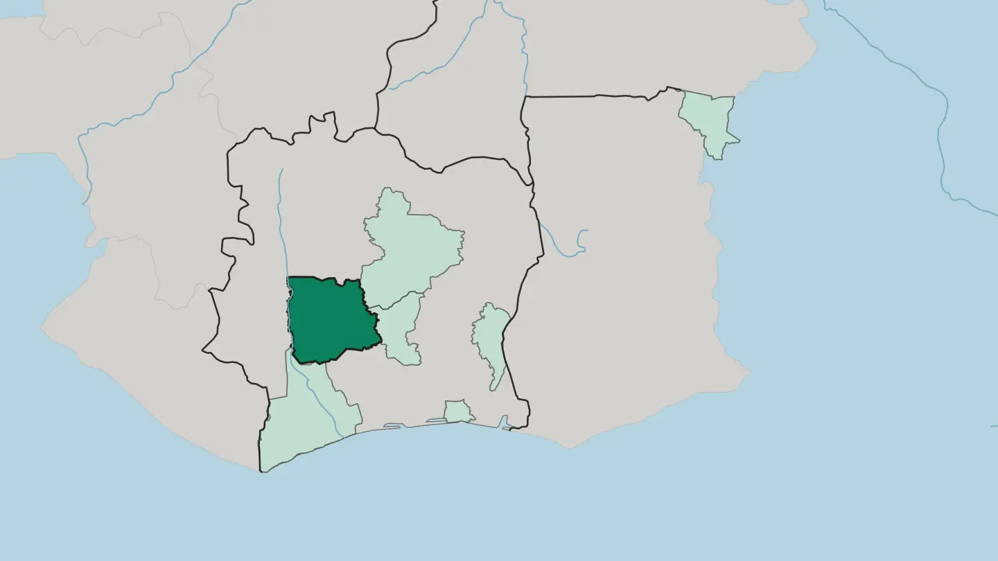 Map of Sassandra-Marahoué in Ivory Coast