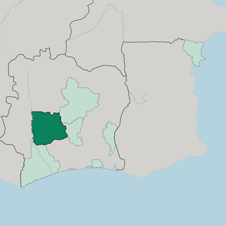 Map showing Sassandra-Marahoué — In Ivory Coast