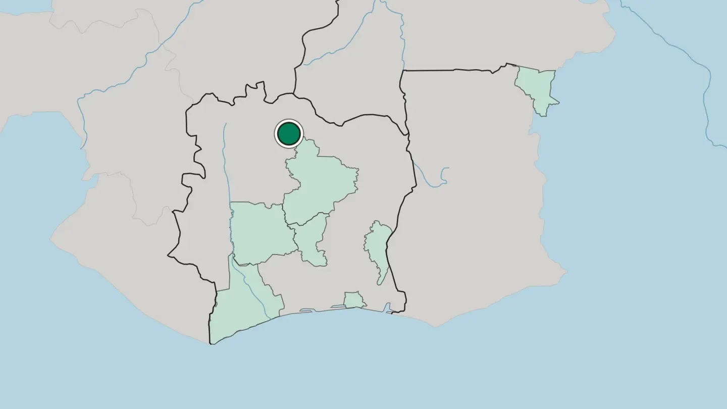 Map of Korhogo in Ivory Coast