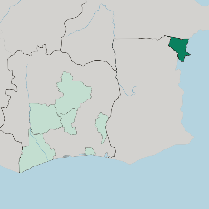 Map showing Savanes — In Ivory Coast