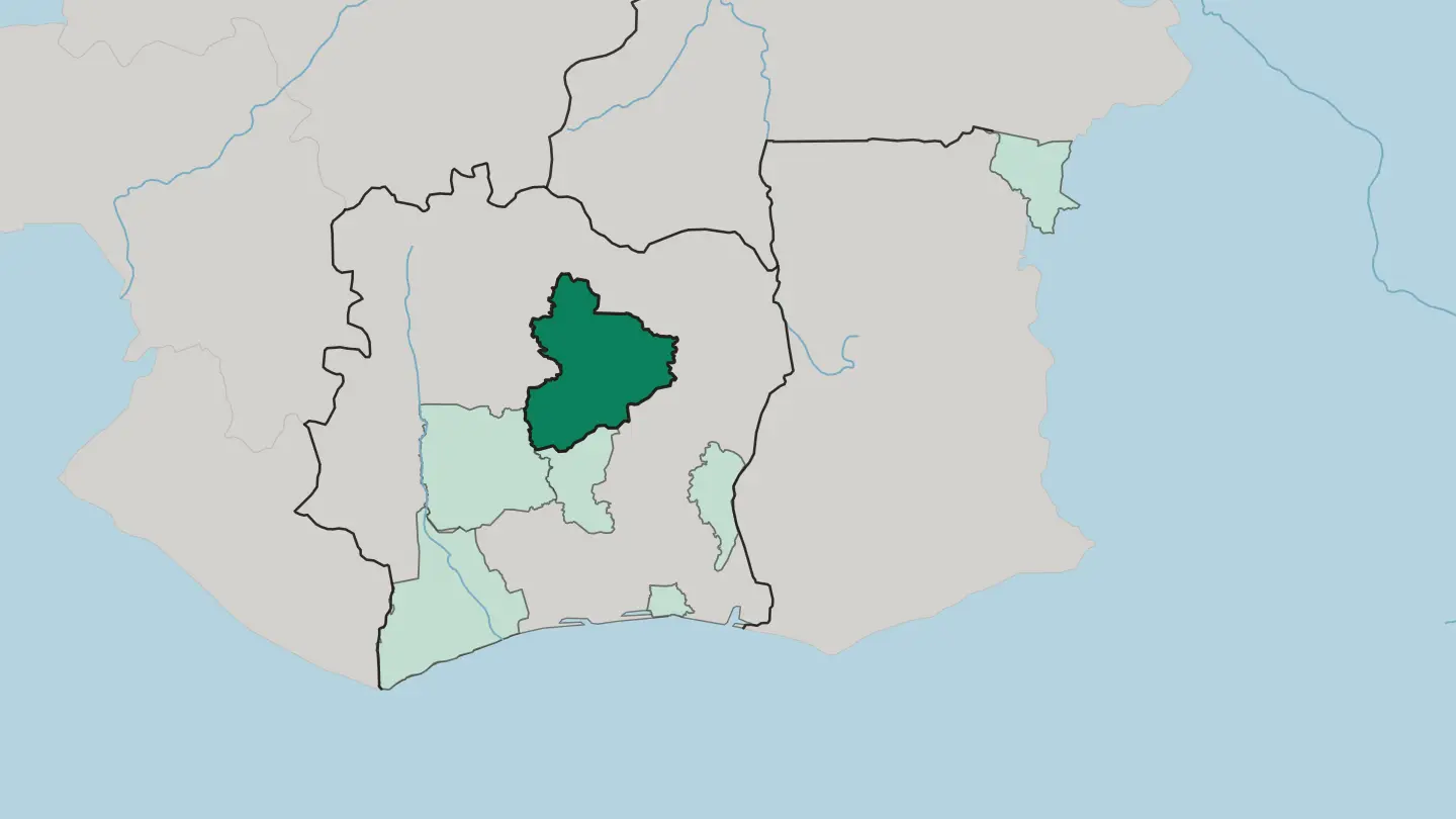 Map of Vallée du Bandama in Ivory Coast