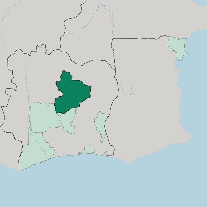 Map showing Vallée du Bandama — In Ivory Coast